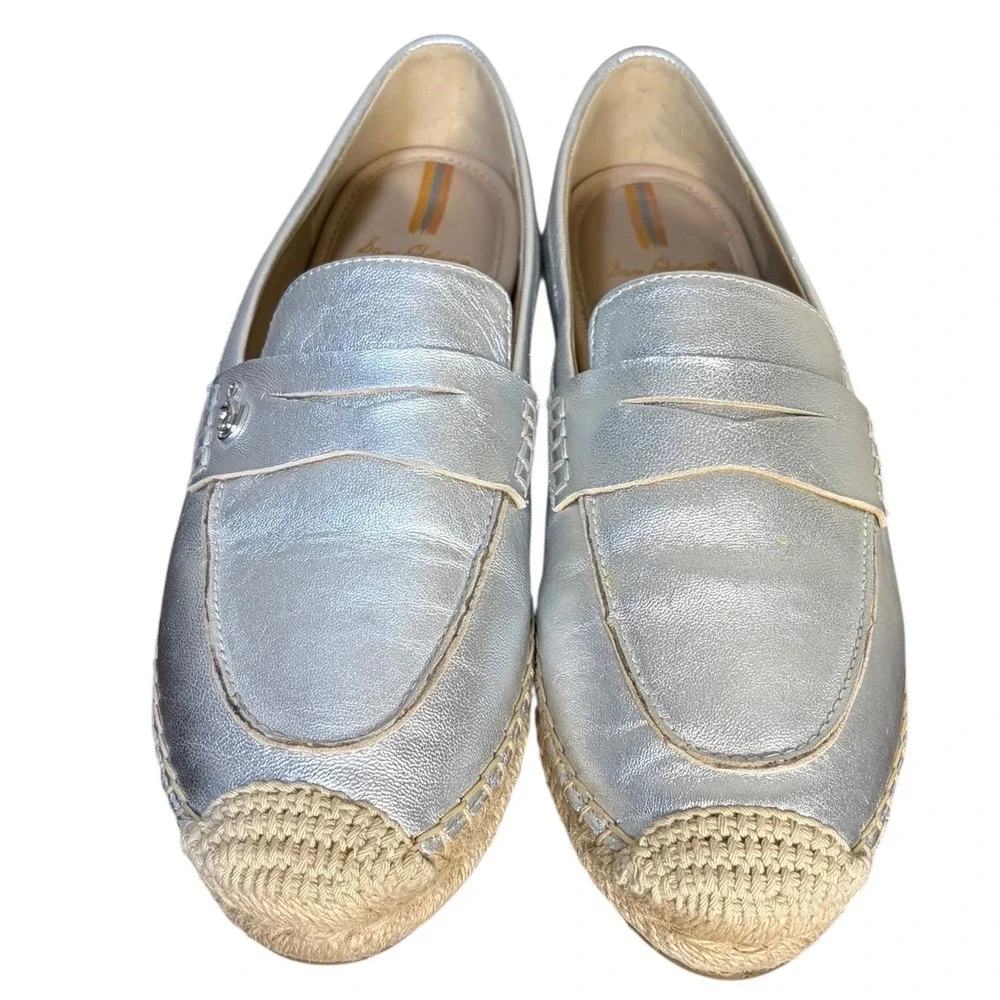 Sam Edelman Kai Silver Espadrille Loafer‎ Metallic Women's Size 7
